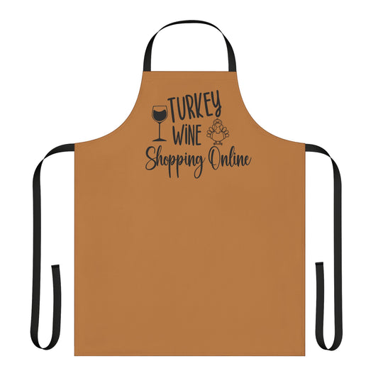 Apron, Turkey Wine Shopping Online Kitchen Cooking Gift, Thanksgiving Feast Chef Cooking, Food Lover Wine Enthusiast, Funny