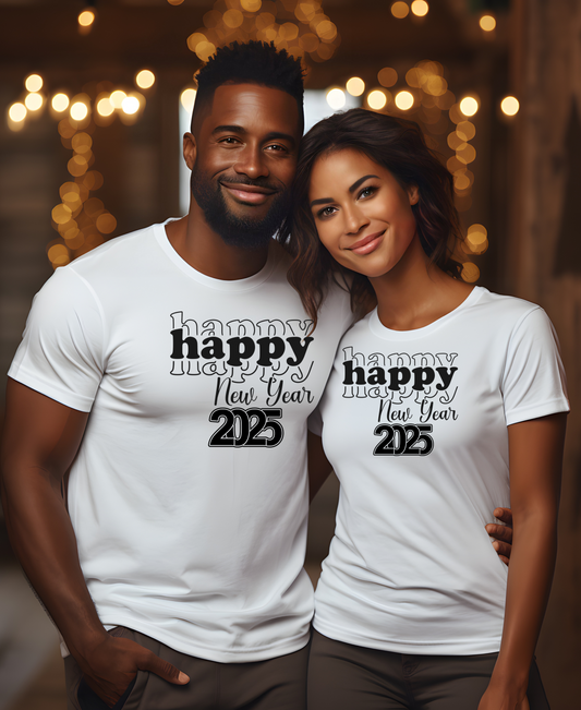 2025 New Years Unisex Tee, New Year's Eve Shirt, Party Celebration Top, Gift for Him or Her, Trendy Holiday Apparel