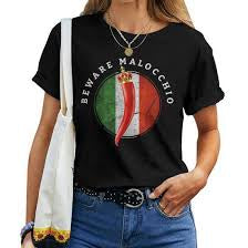 Beware of the malocchio evil eye Italian Unisex Jersey Short Sleeve V-Neck Tee,  inspired gifts for men and women